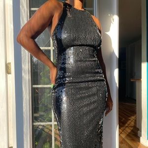 Vintage Black Sequins Dress
